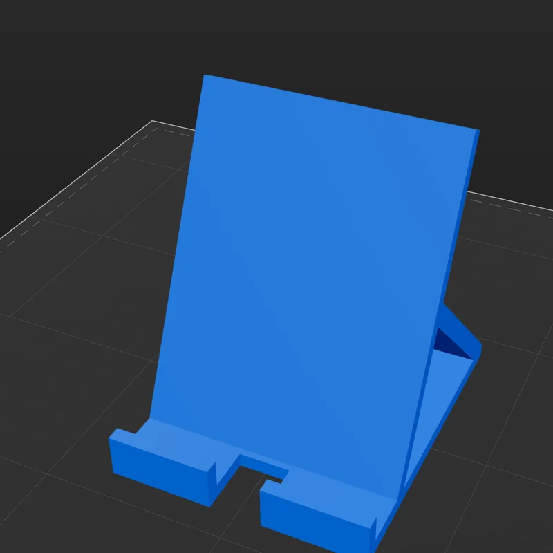 A blue phone stand, as a 3D model in Crease